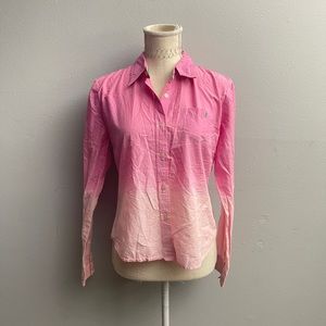 Vintage Y2K Pink Preppy Dip Dye Cotton Embroidered Cherry Button Down Top M/L